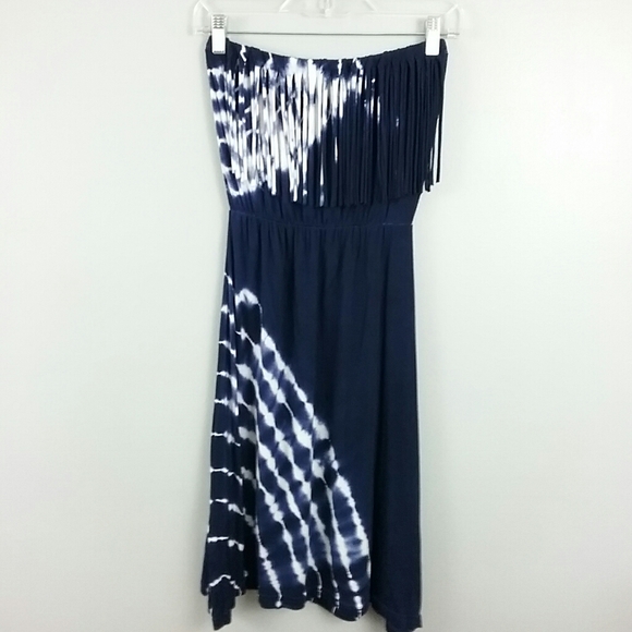 Ocean Drive Dresses & Skirts - Ocean Drive Blue & White Strapless Tie Dye Dress